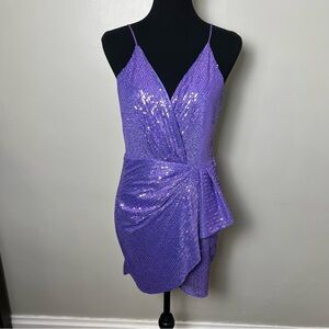 Double Crazy purple sequin party dress, size M